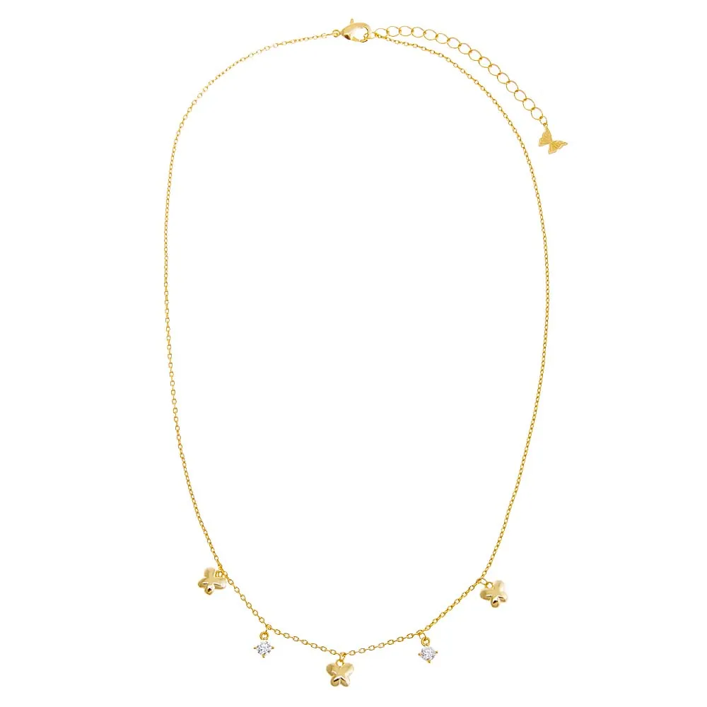 CZ X Puffy Butterfly Dangling Necklace sold by Adina Eden's product image thumbnail 3