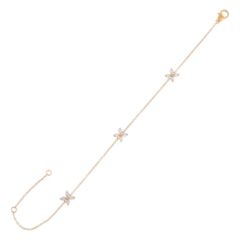 Diamond Multi Flower Cluster Bracelet 14K sold by Adina Eden's