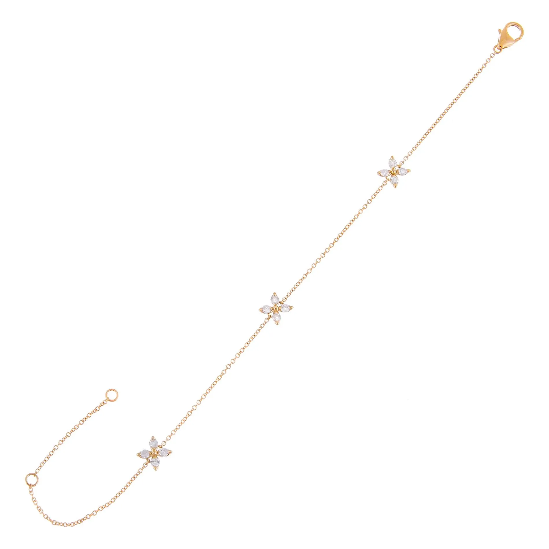Diamond Multi Flower Cluster Bracelet 14K sold by Adina Eden's
