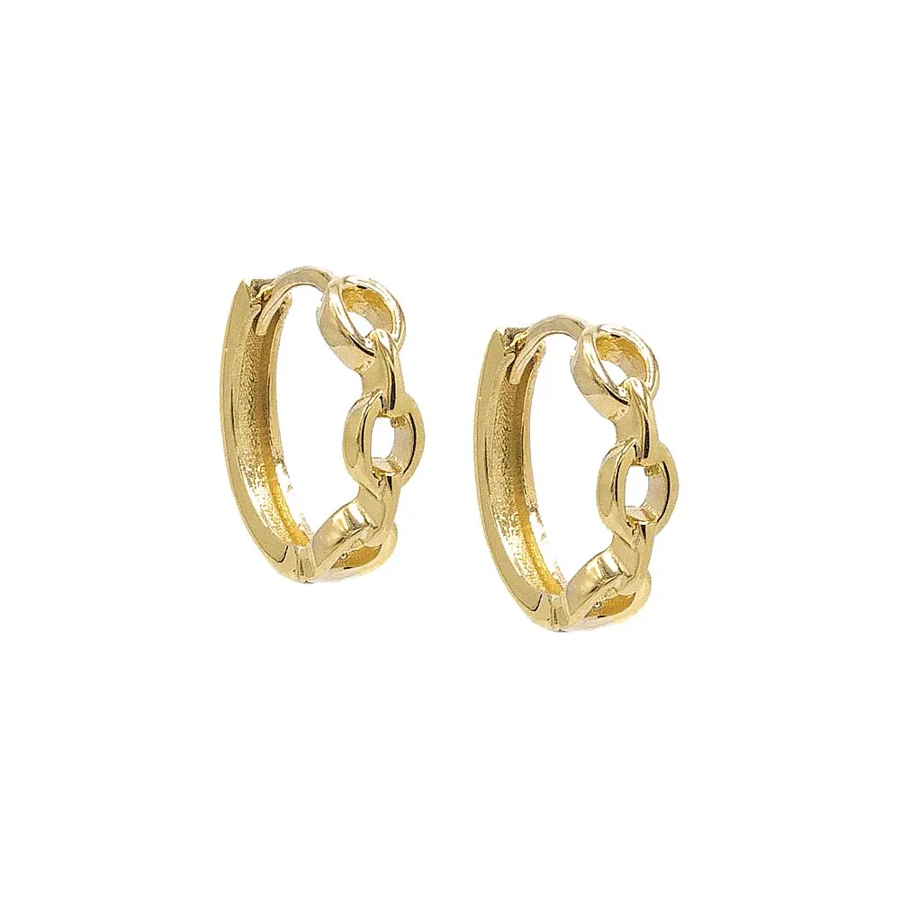 Solid Rounded Link Huggie Earring 14K sold by Adina Eden's