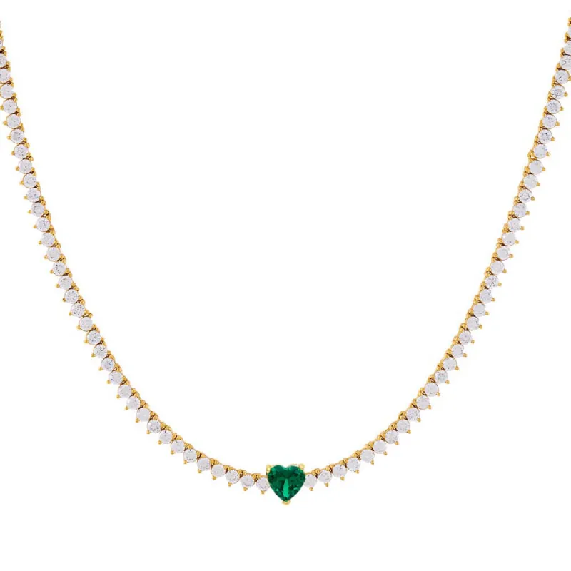 Colored Heart Tennis Necklace sold by Adina Eden's