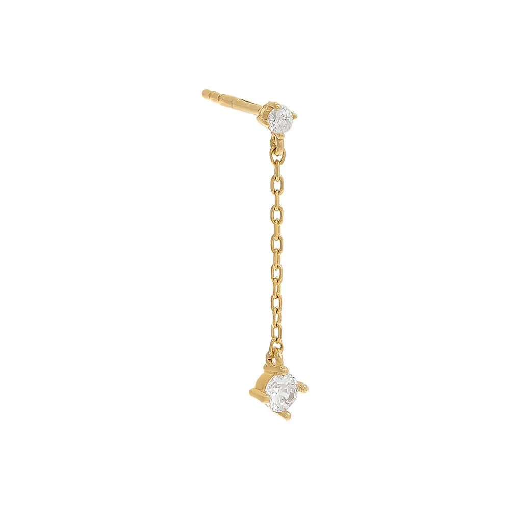Tiny Solitaire Chain Drop Stud Earring 14K sold by Adina Eden's product image thumbnail 3