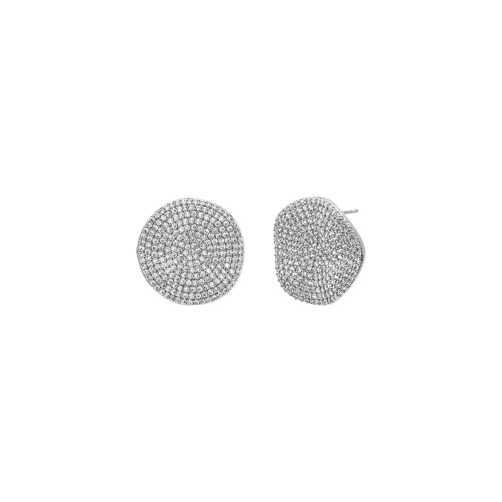 Pave Indented Circle On The Ear Stud Earring sold by Adina Eden's product image thumbnail 3
