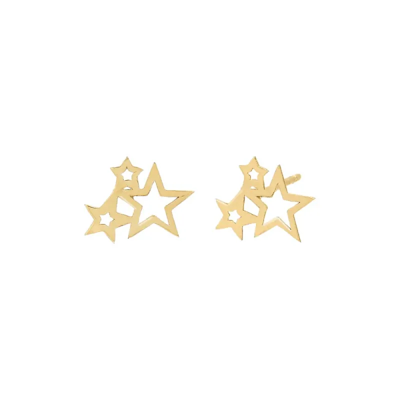 Solid Cutout Trio Star Stud Earring 14K sold by Adina Eden's