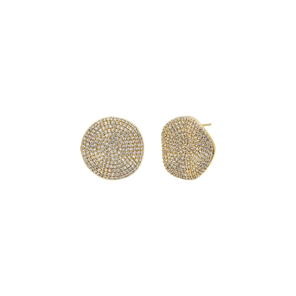 Pave Indented Circle On The Ear Stud Earring sold by Adina Eden's