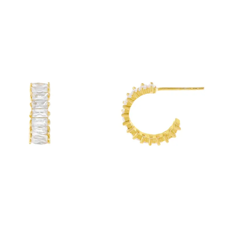 Mini Baguette Hoop Earring sold by Adina Eden's