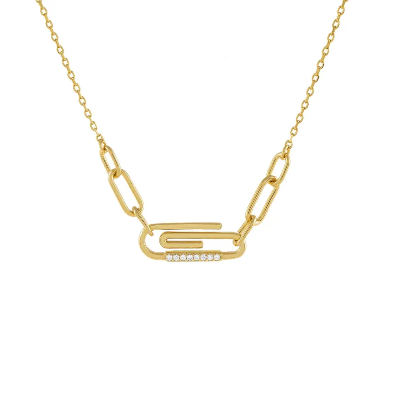 CZ Paperclip Link Necklace sold by Adina Eden's
