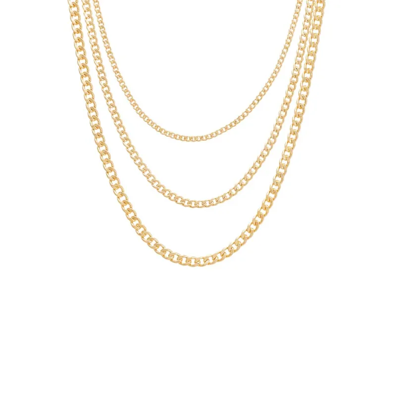 Graduated Triple Cuban Chain Necklace sold by Adina Eden's