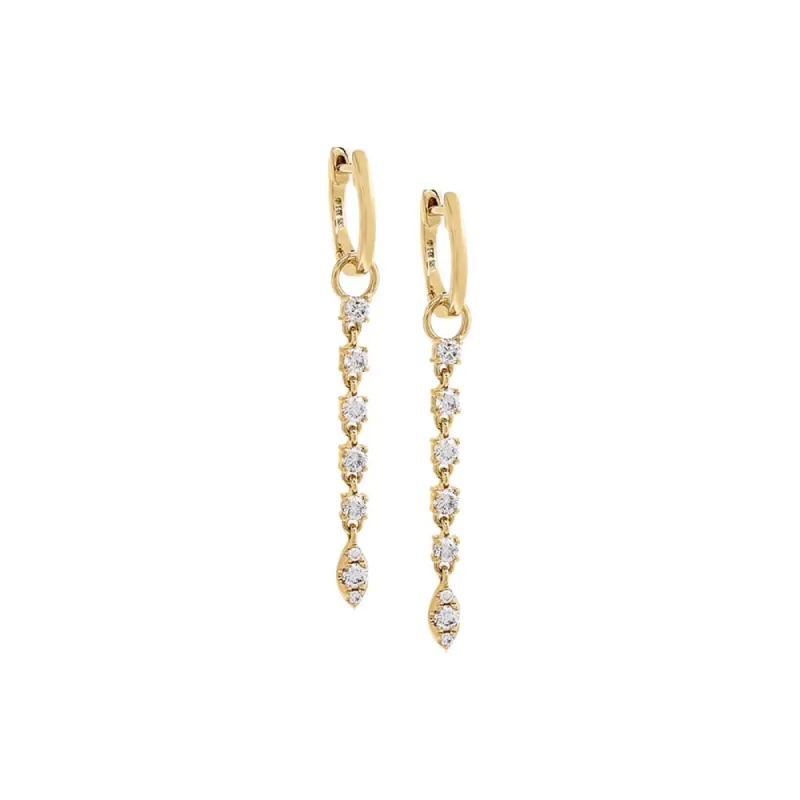 Diamond Thin Drop Huggie Earring 14K sold by Adina Eden's