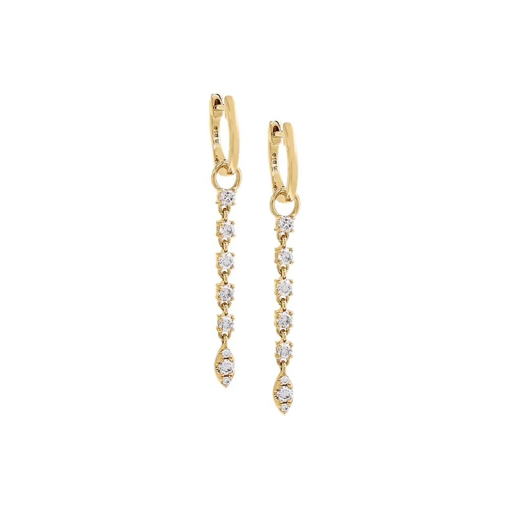 Diamond Thin Drop Huggie Earring 14K sold by Adina Eden's