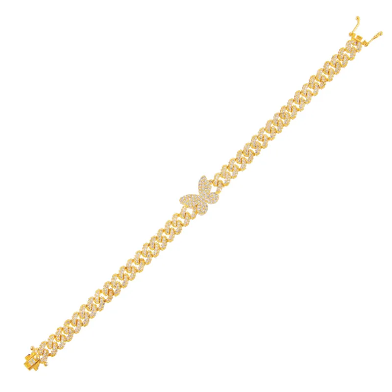 Pavé Butterfly Chain Link Bracelet sold by Adina Eden's