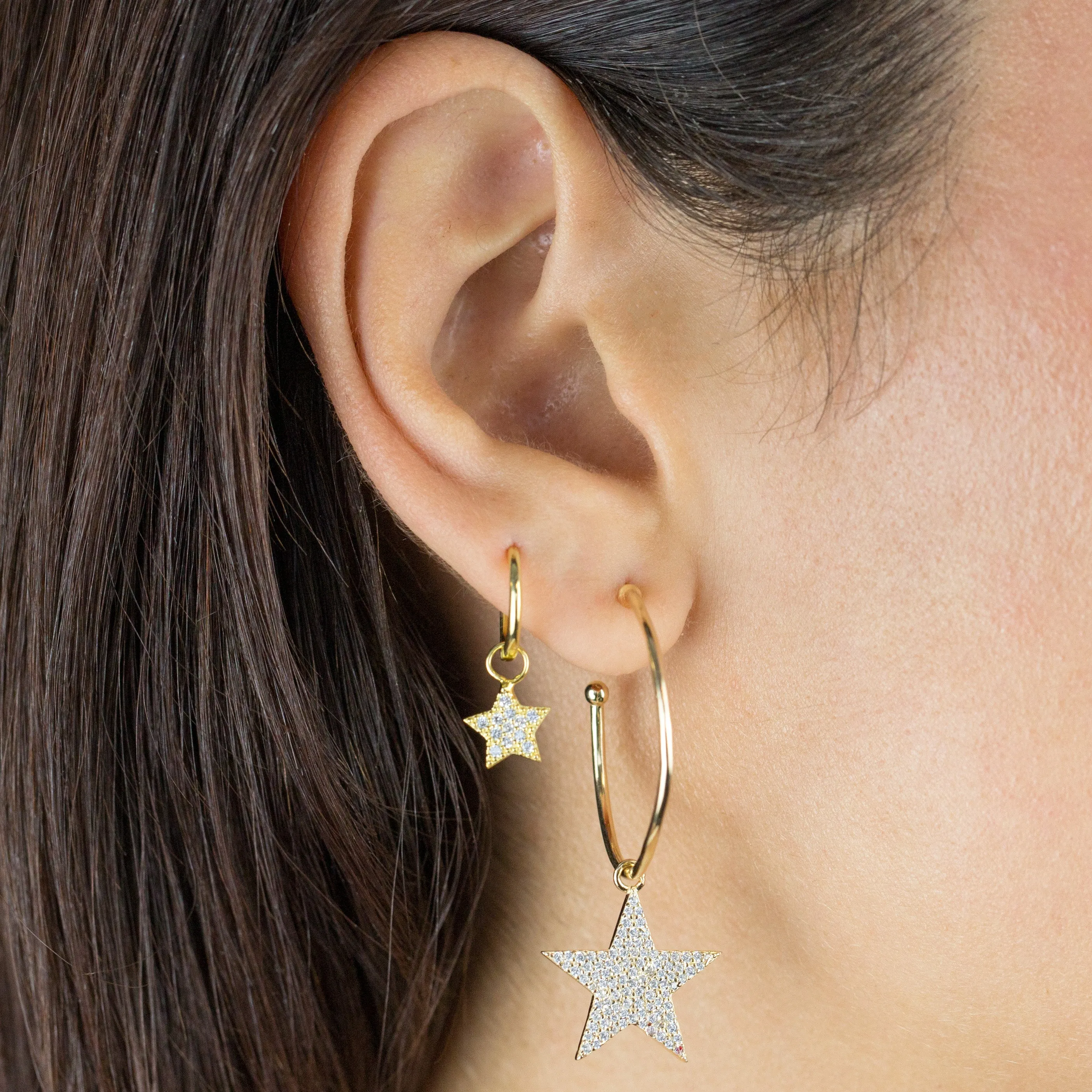Pavé Star Charm Hoop Earring sold by Adina Eden's product image thumbnail 2