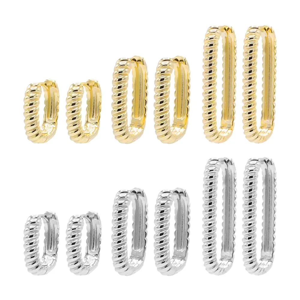 Solid Ridged Oval Shape Huggie Earring sold by Adina Eden's product image thumbnail 2