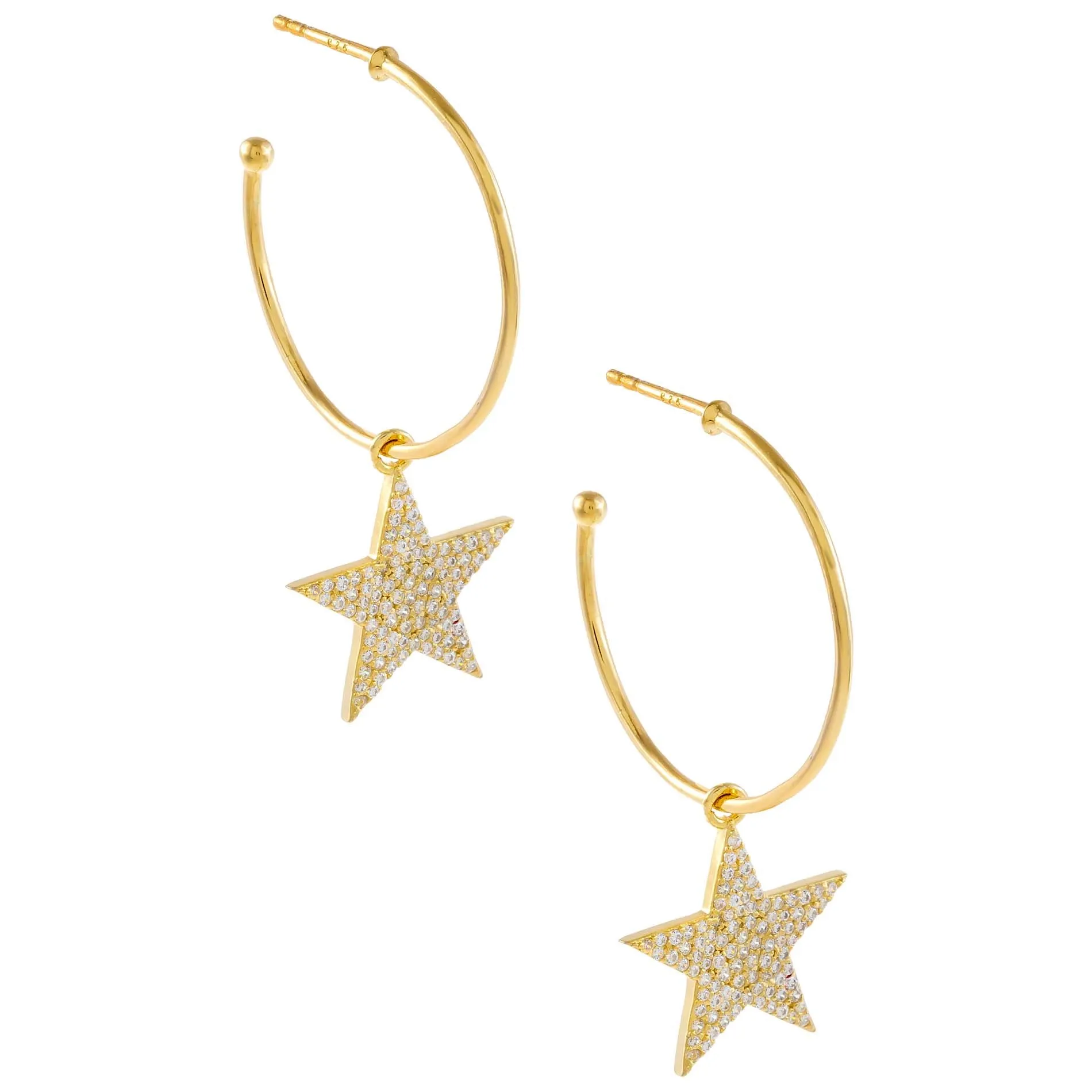 Pavé Star Charm Hoop Earring sold by Adina Eden's