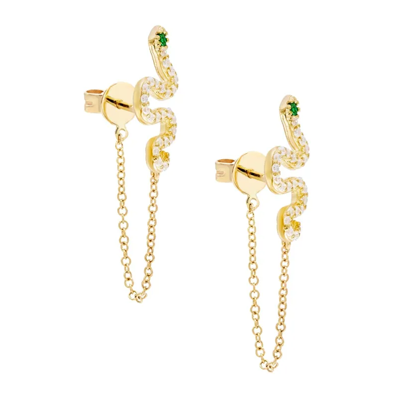 Pavé Snake Chain Drop Earring sold by Adina Eden's
