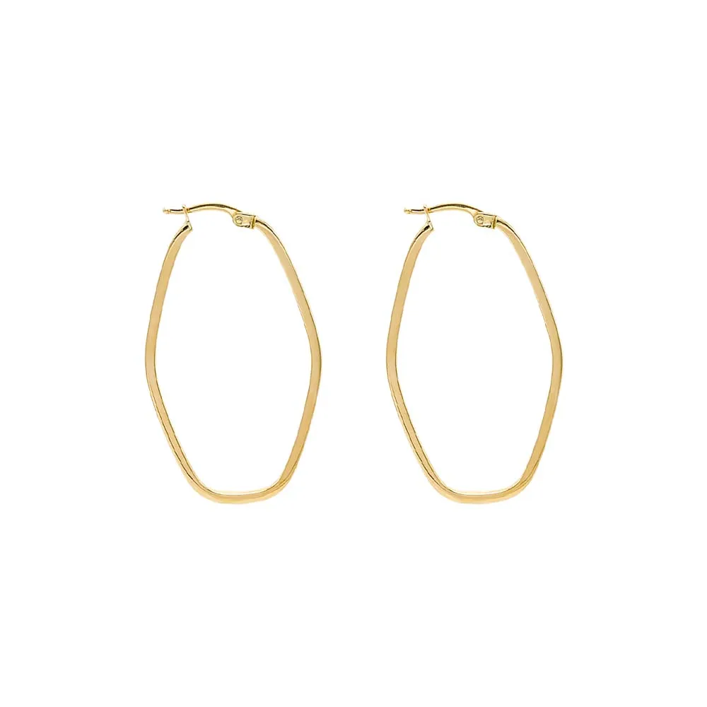 Solid Open Oval Hoop Earring 14K sold by Adina Eden's product image thumbnail 3