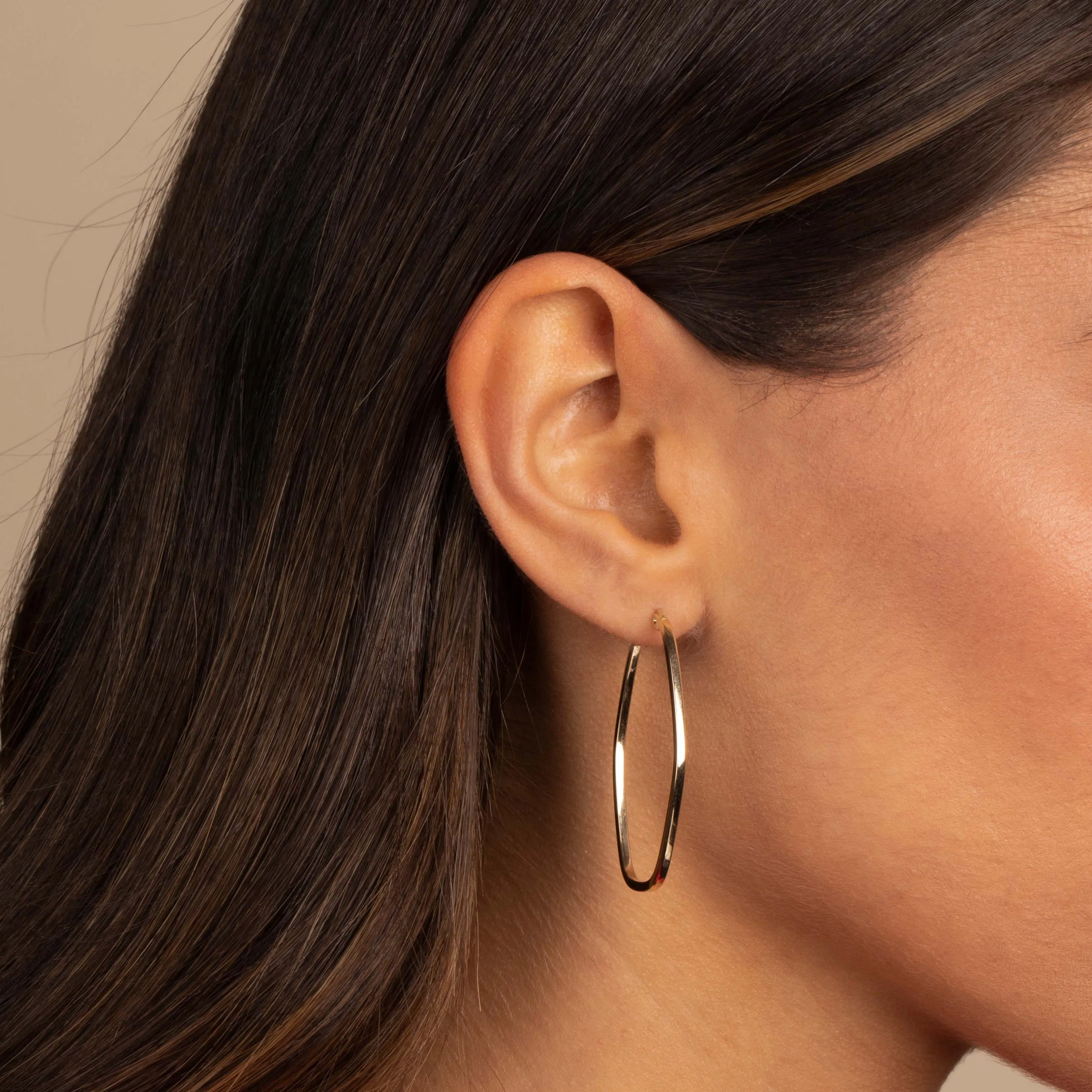 Solid Open Oval Hoop Earring 14K sold by Adina Eden's product image thumbnail 2