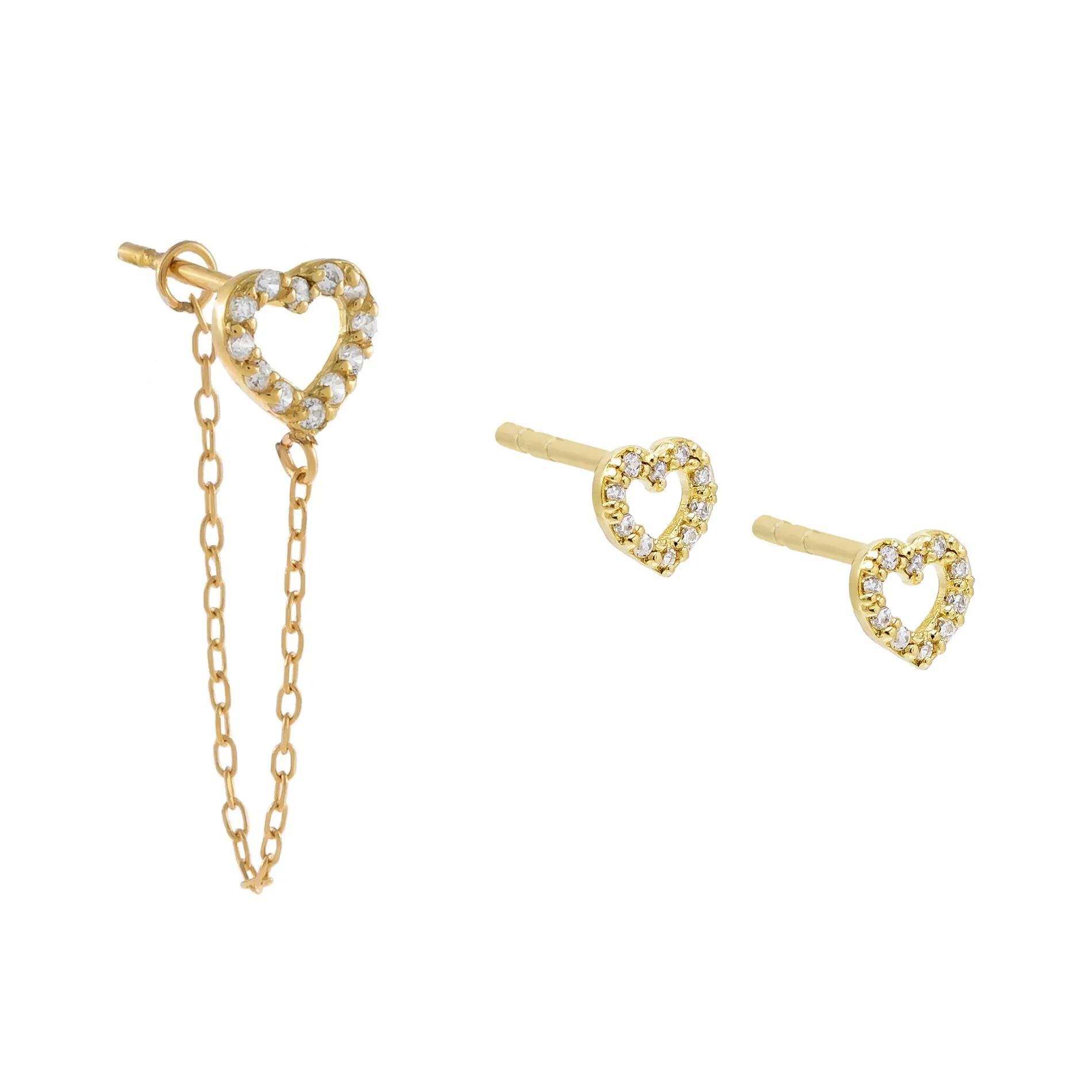 CZ Open Heart Earring Combo Set 14K sold by Adina Eden's