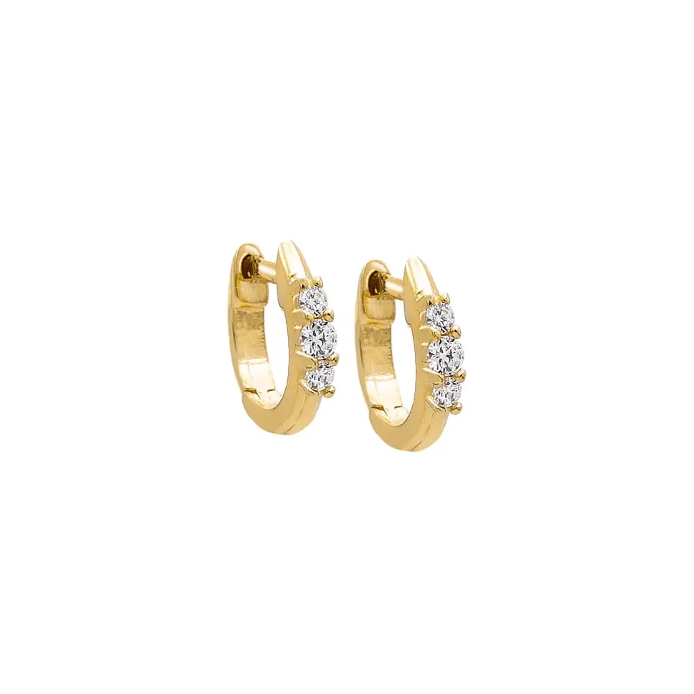 Triple CZ Huggie Earring 14K sold by Adina Eden's