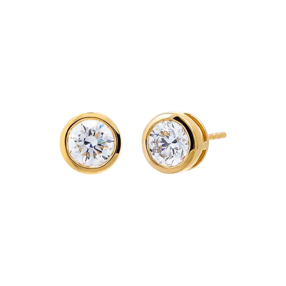 Lab Grown Diamond Solitaire Bezel Stud Earring 14K sold by Adina Eden's product image thumbnail 5