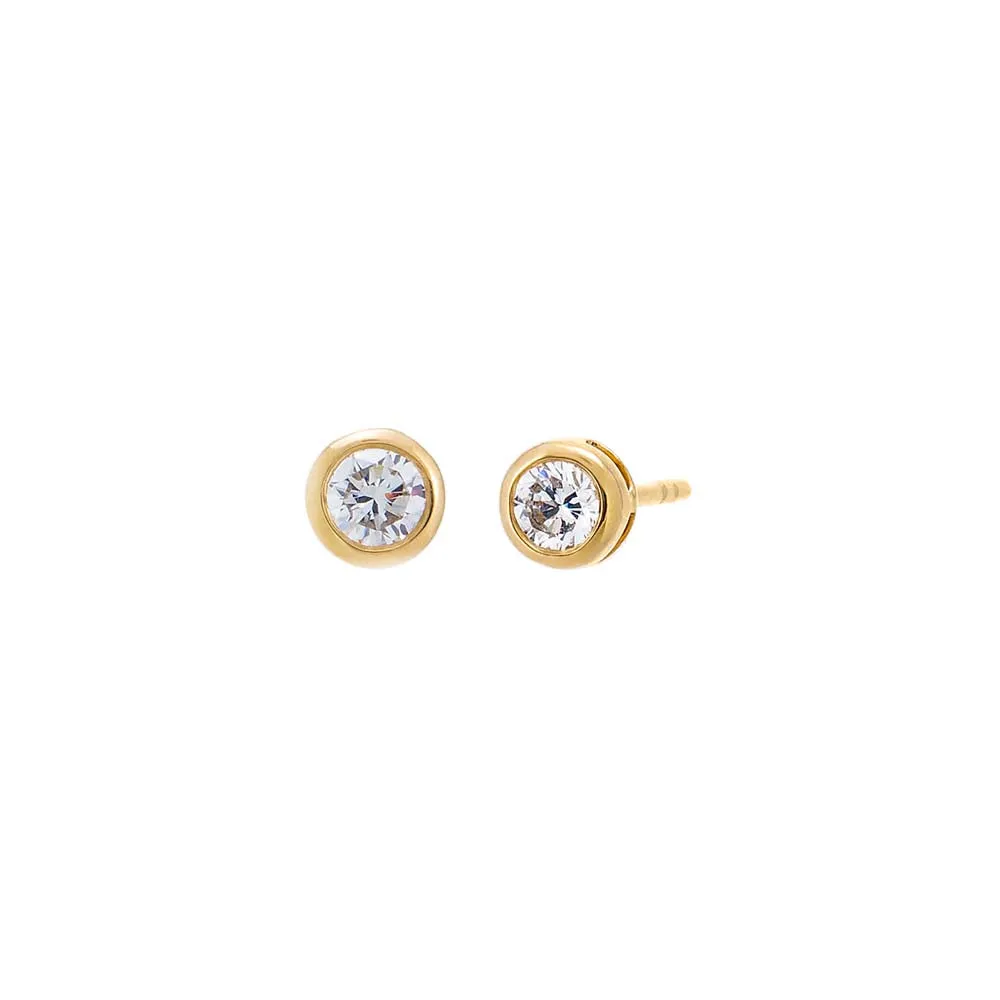 Lab Grown Diamond Solitaire Bezel Stud Earring 14K sold by Adina Eden's