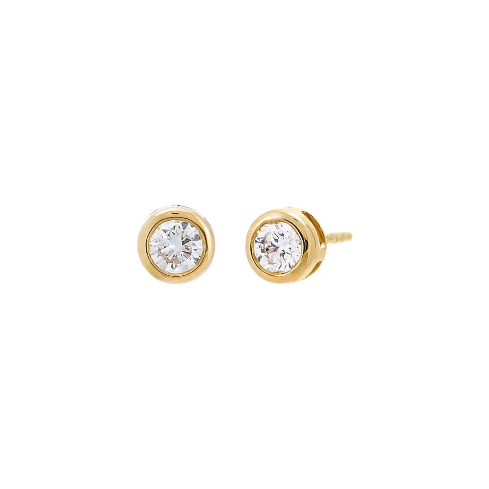 Lab Grown Diamond Solitaire Bezel Stud Earring 14K sold by Adina Eden's product image thumbnail 3