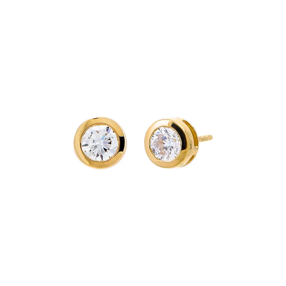 Lab Grown Diamond Solitaire Bezel Stud Earring 14K sold by Adina Eden's product image thumbnail 4