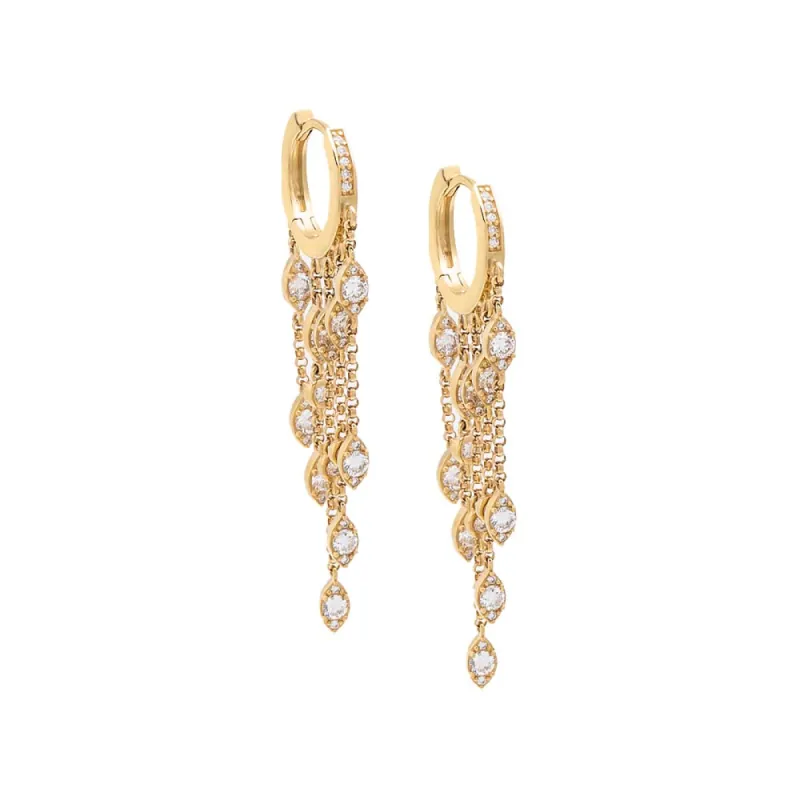 Diamond Multi Marquise Chain Drop Huggie Earring 14K sold by Adina Eden's