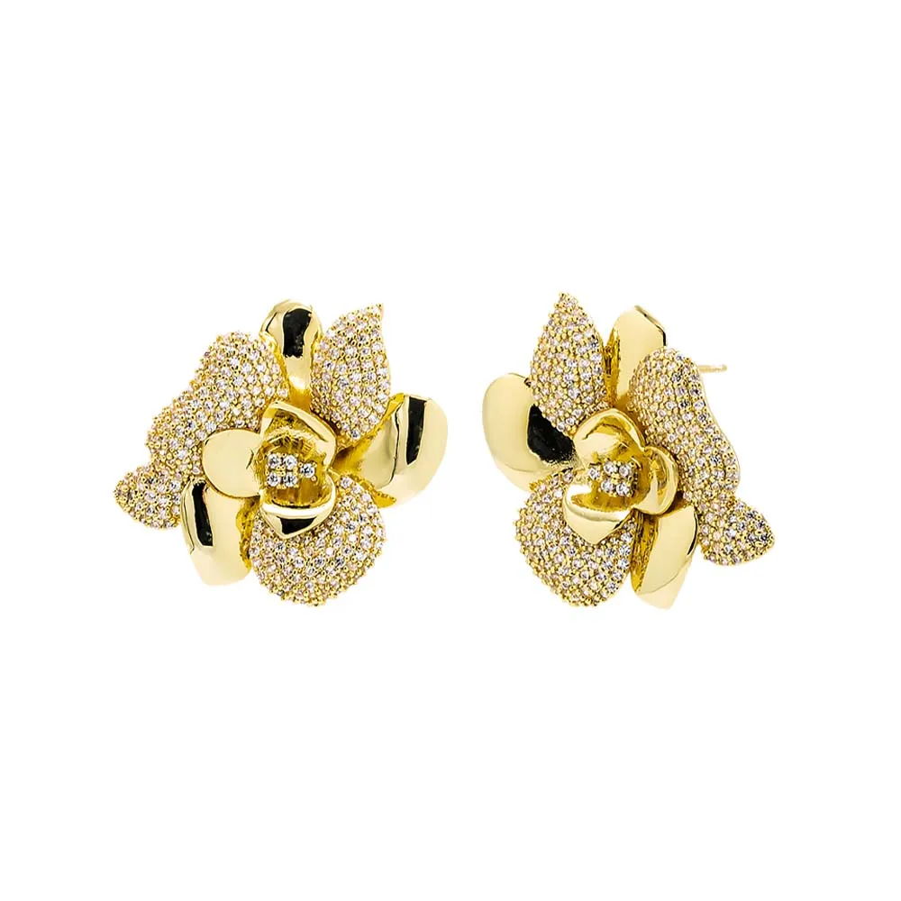 Solid/Pave Fancy Flower Stud Earring sold by Adina Eden's