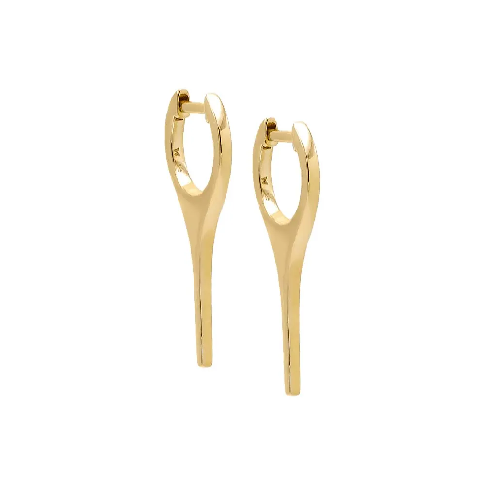 Solid Elongated Spike Huggie Earring 14K sold by Adina Eden's product image thumbnail 5