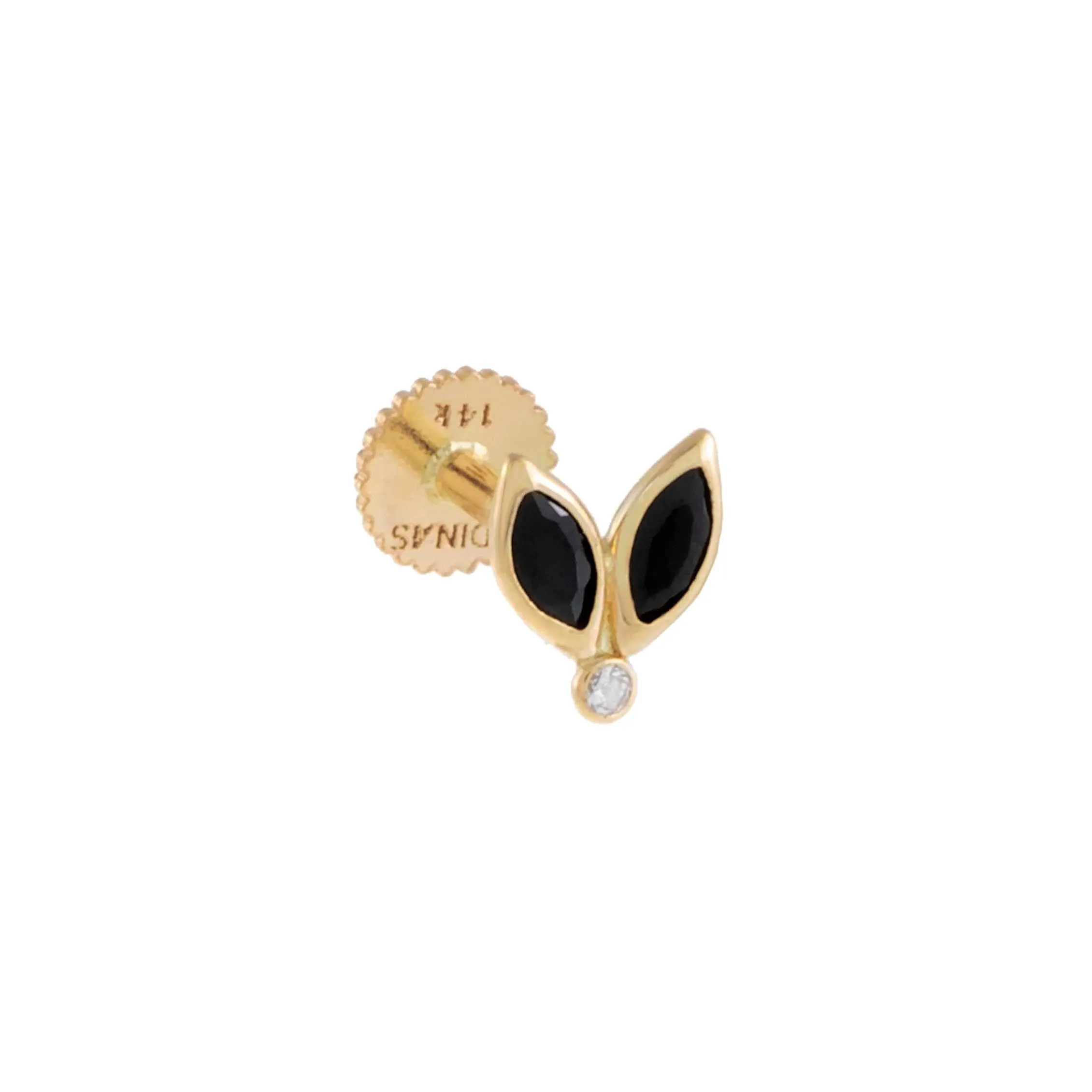 Tiny Onyx Marquise Threaded Stud Earring 14K sold by Adina Eden's