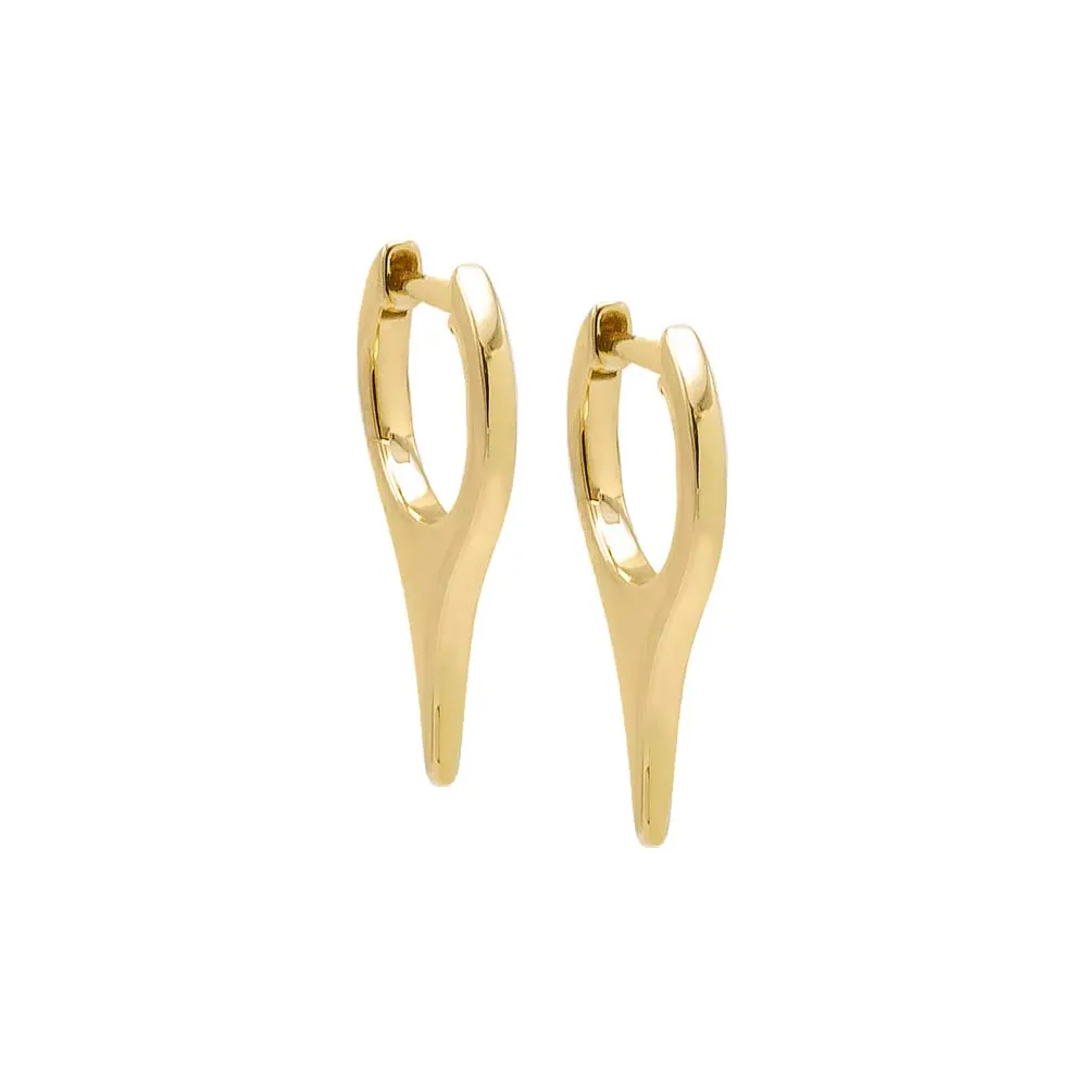 Solid Elongated Spike Huggie Earring 14K sold by Adina Eden's
