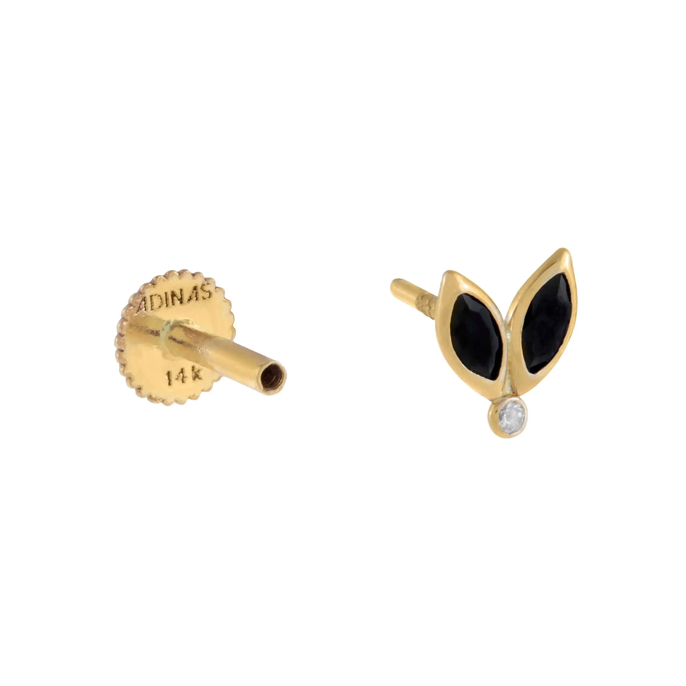 Tiny Onyx Marquise Threaded Stud Earring 14K sold by Adina Eden's product image thumbnail 3