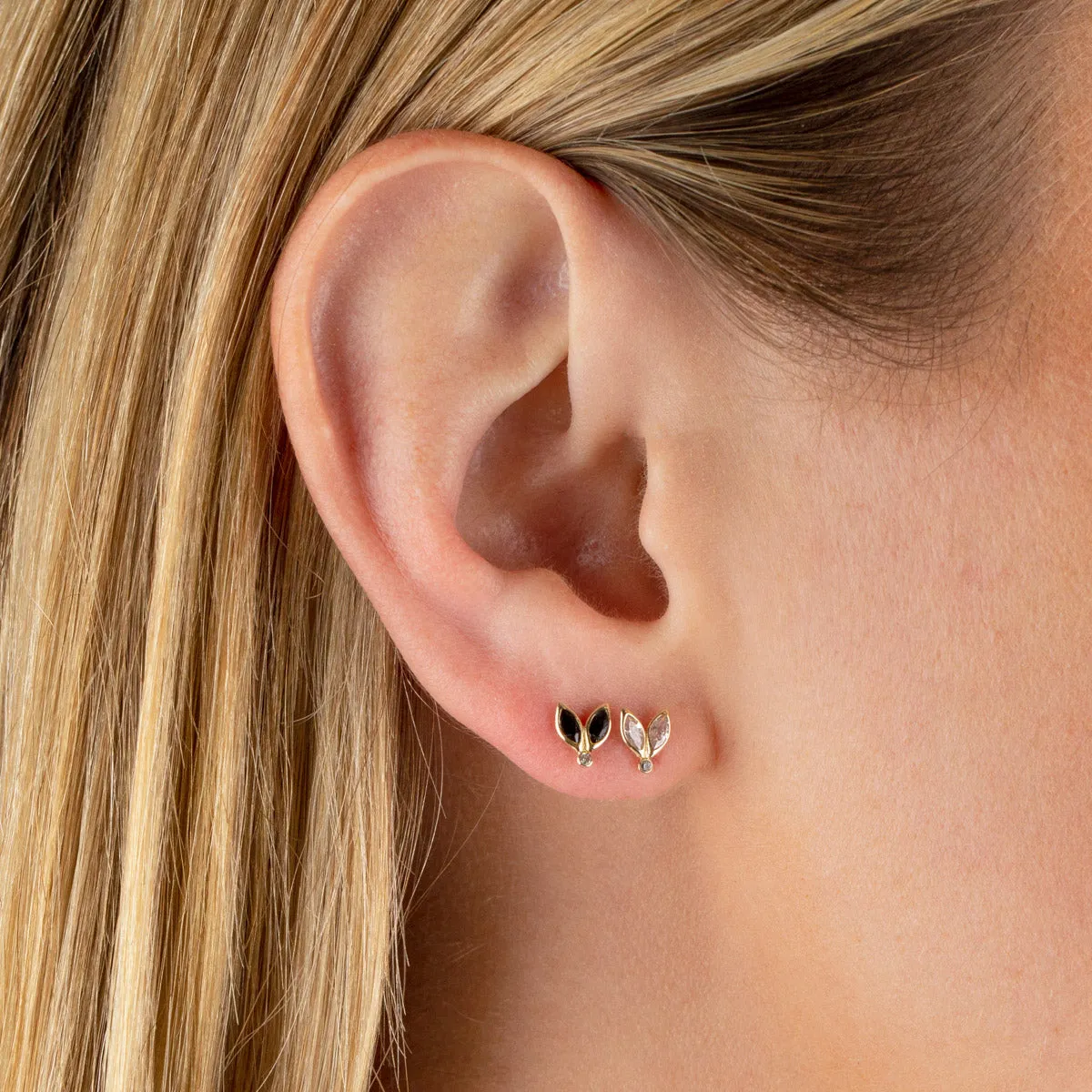 Tiny Onyx Marquise Threaded Stud Earring 14K sold by Adina Eden's product image thumbnail 2