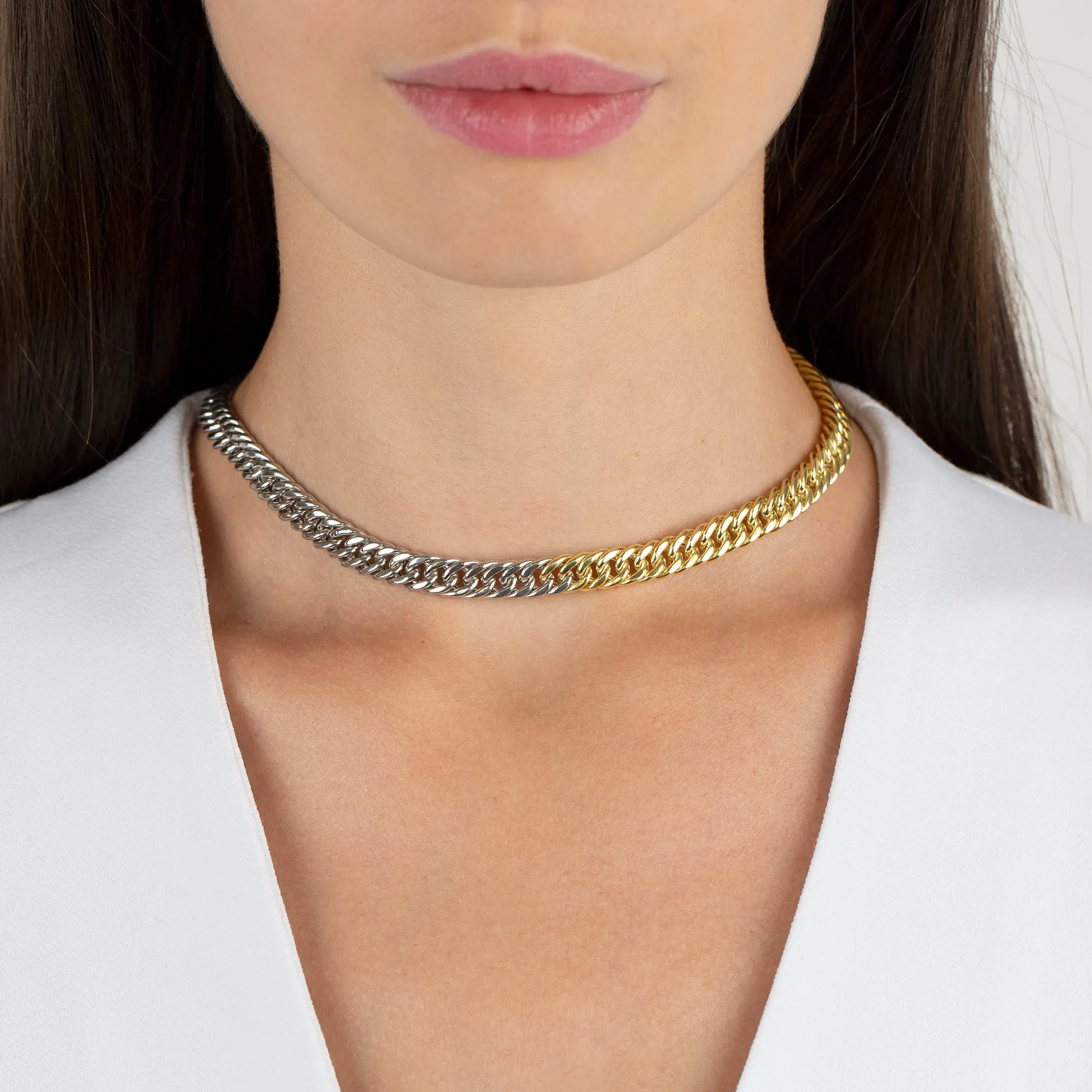 Two Tone Double Curb Links Choker sold by Adina Eden's product image thumbnail 2