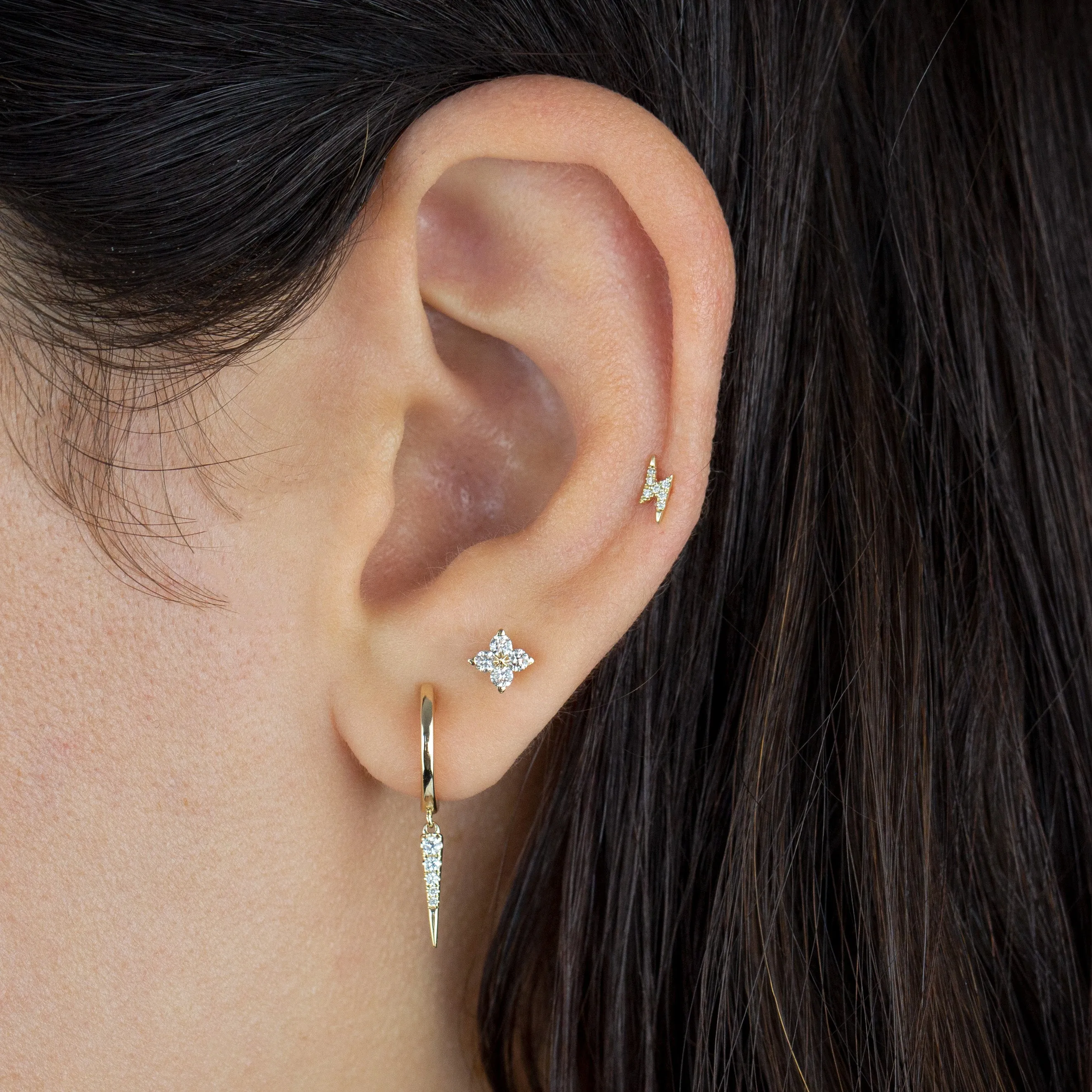 Diamond Flower Cluster Stud Earring 14K sold by Adina Eden's product image thumbnail 2
