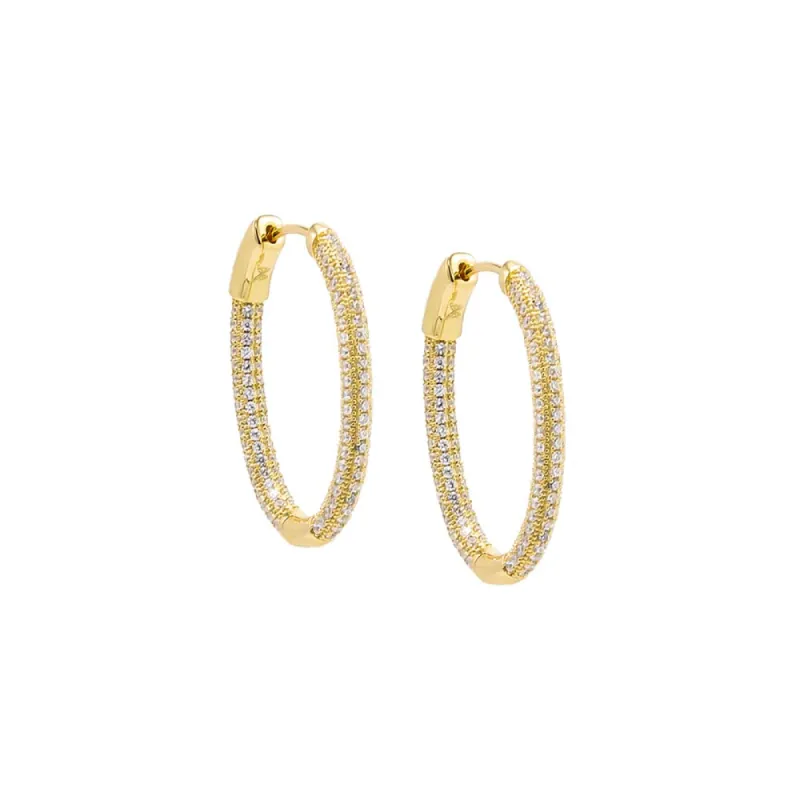 CZ Pave Rounded Open Hoop Earring sold by Adina Eden's