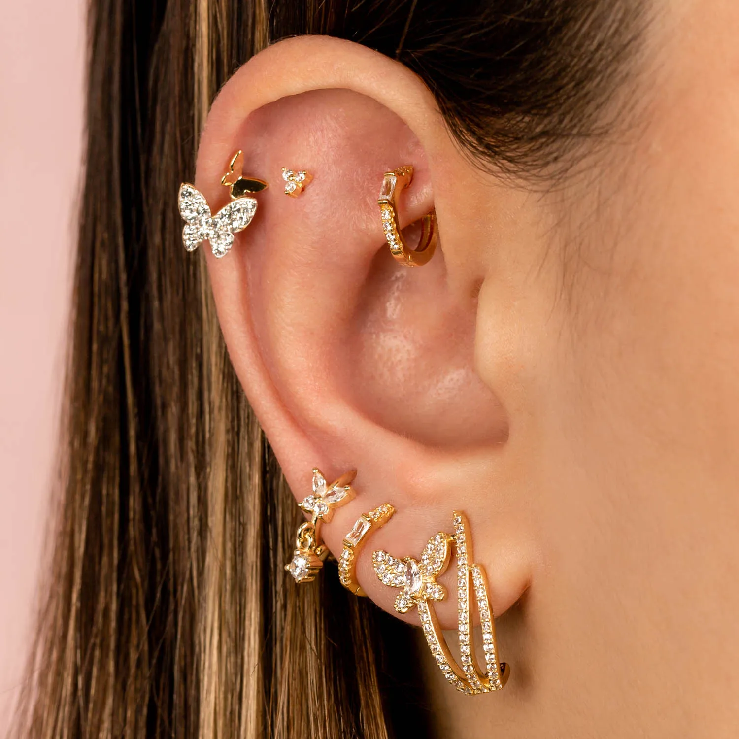 Butterfly CZ Huggie Earring sold by Adina Eden's product image thumbnail 4