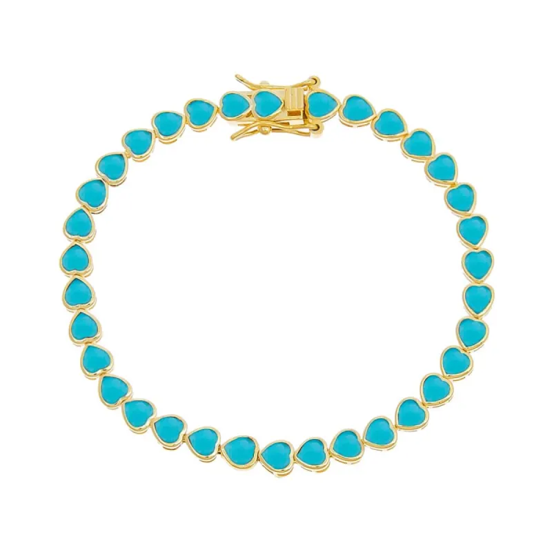 Summer Colored Bezel Heart Tennis Bracelet sold by Adina Eden's