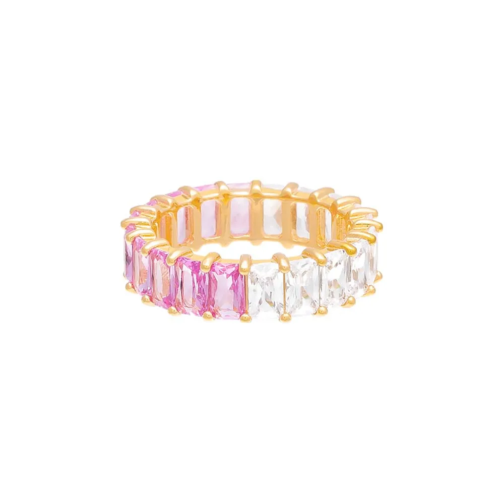 Sapphire Pink X CZ Baguette Eternity Ring sold by Adina Eden's product image thumbnail 3