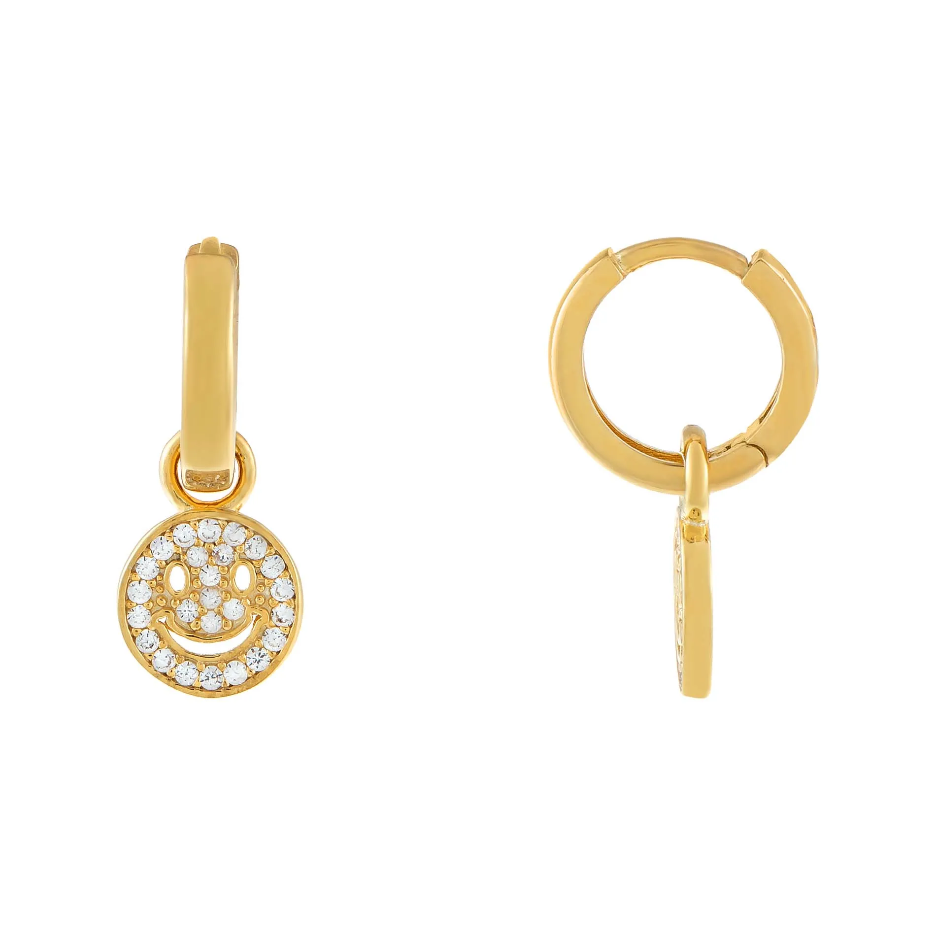 Pavé Smiley Face Huggie Earring sold by Adina Eden's