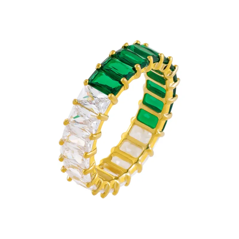 Two Tone Colored Baguette Ring sold by Adina Eden's