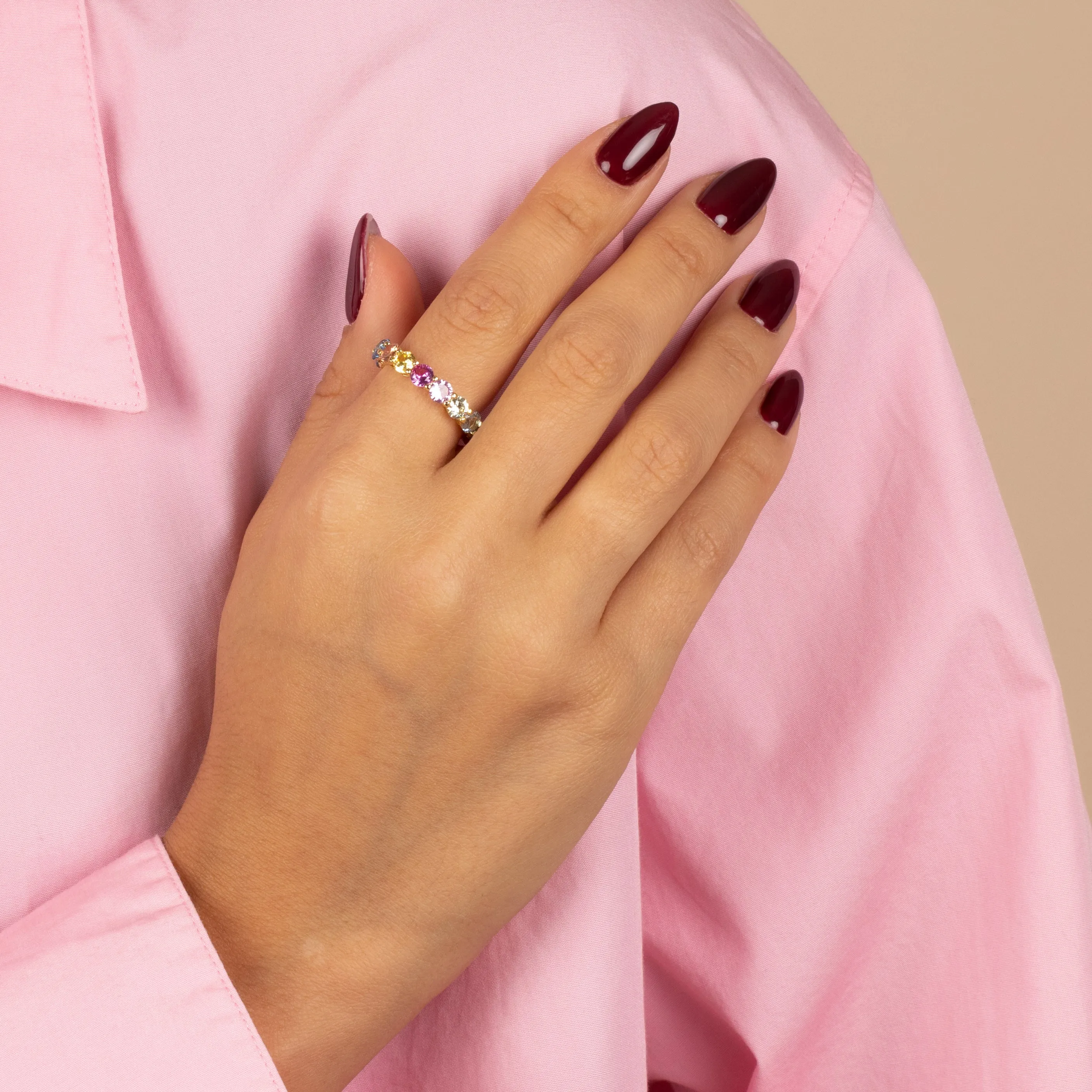 Multi Color Solitaire Eternity Band Ring sold by Adina Eden's product image thumbnail 2