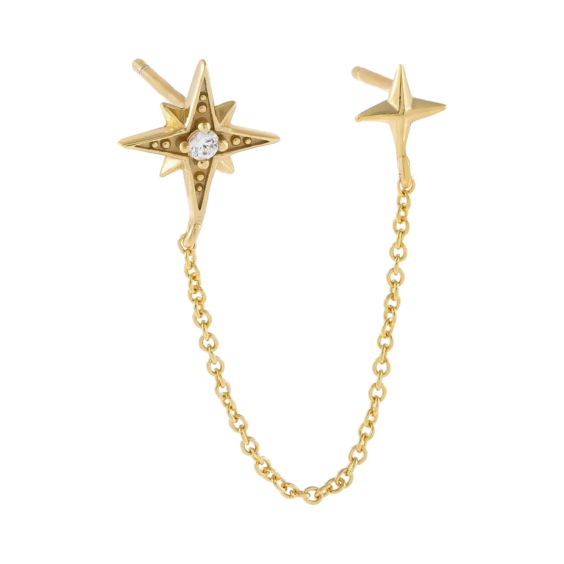 CZ X Solid Starburst Chain Stud Earring sold by Adina Eden's