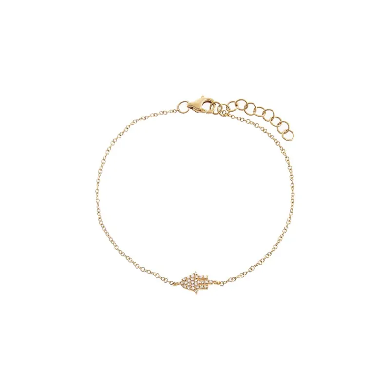 Diamond Pave Hamsa Bracelet 14K sold by Adina Eden's