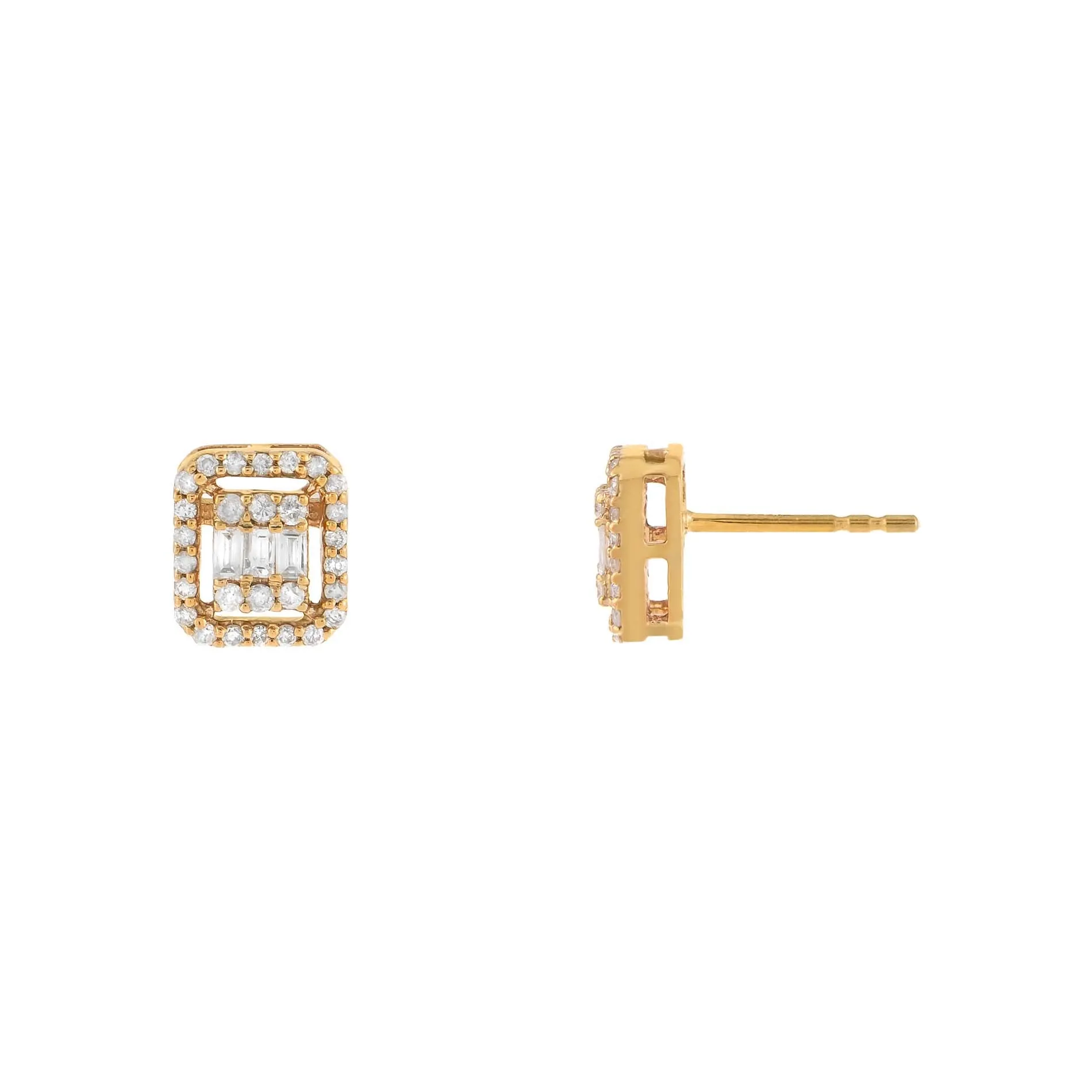 Diamond Baguette Illusion Stud Earring 14K sold by Adina Eden's