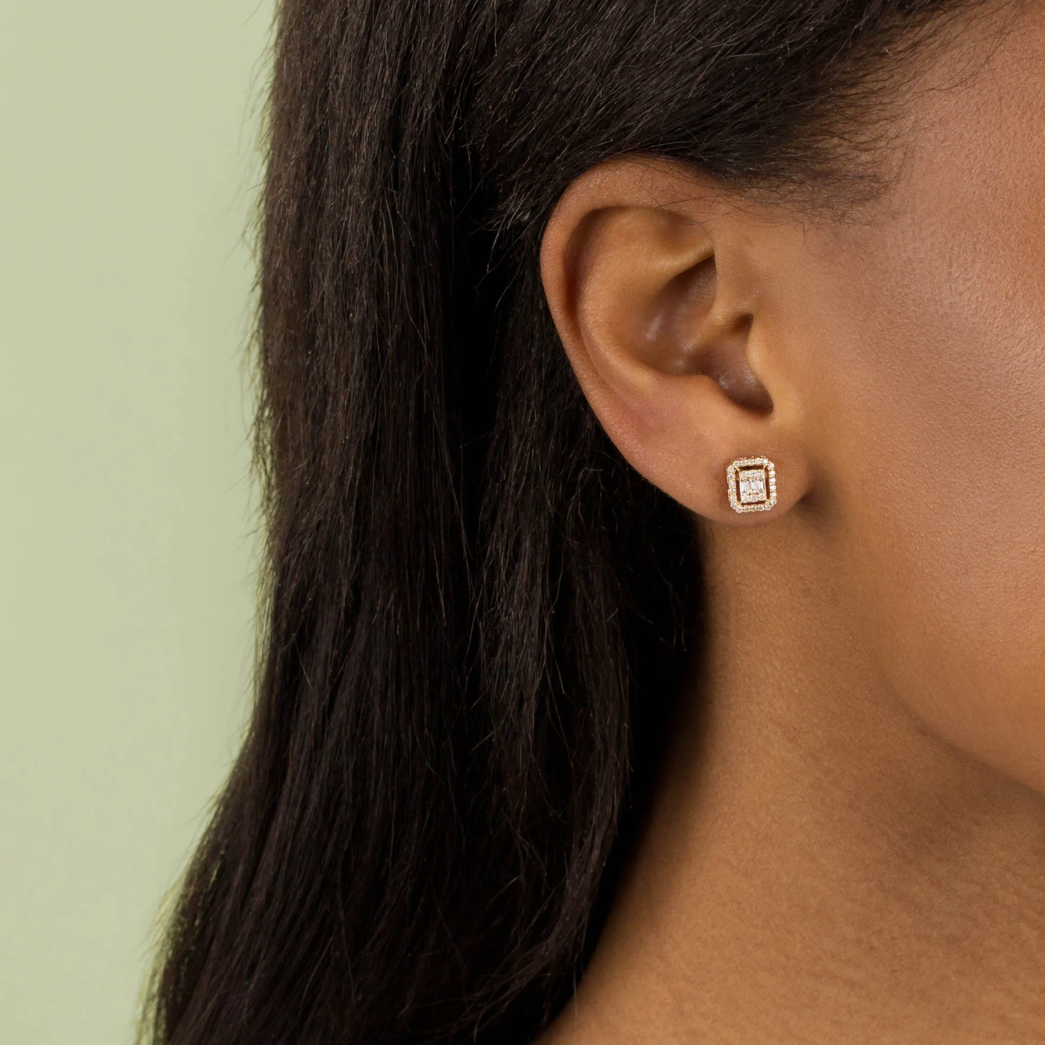 Diamond Baguette Illusion Stud Earring 14K sold by Adina Eden's product image thumbnail 2