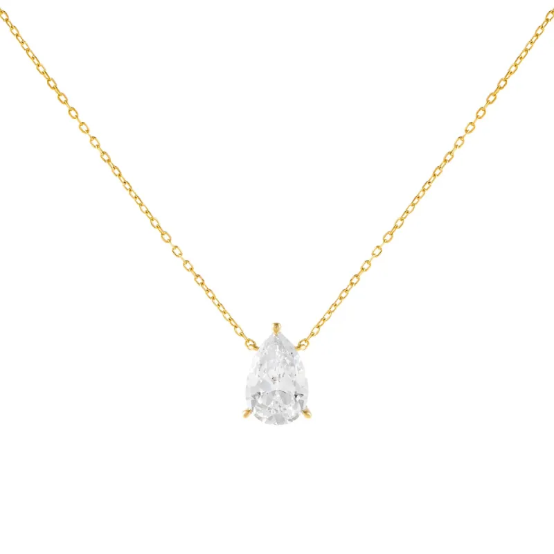 CZ Teardrop Stone Necklace sold by Adina Eden's