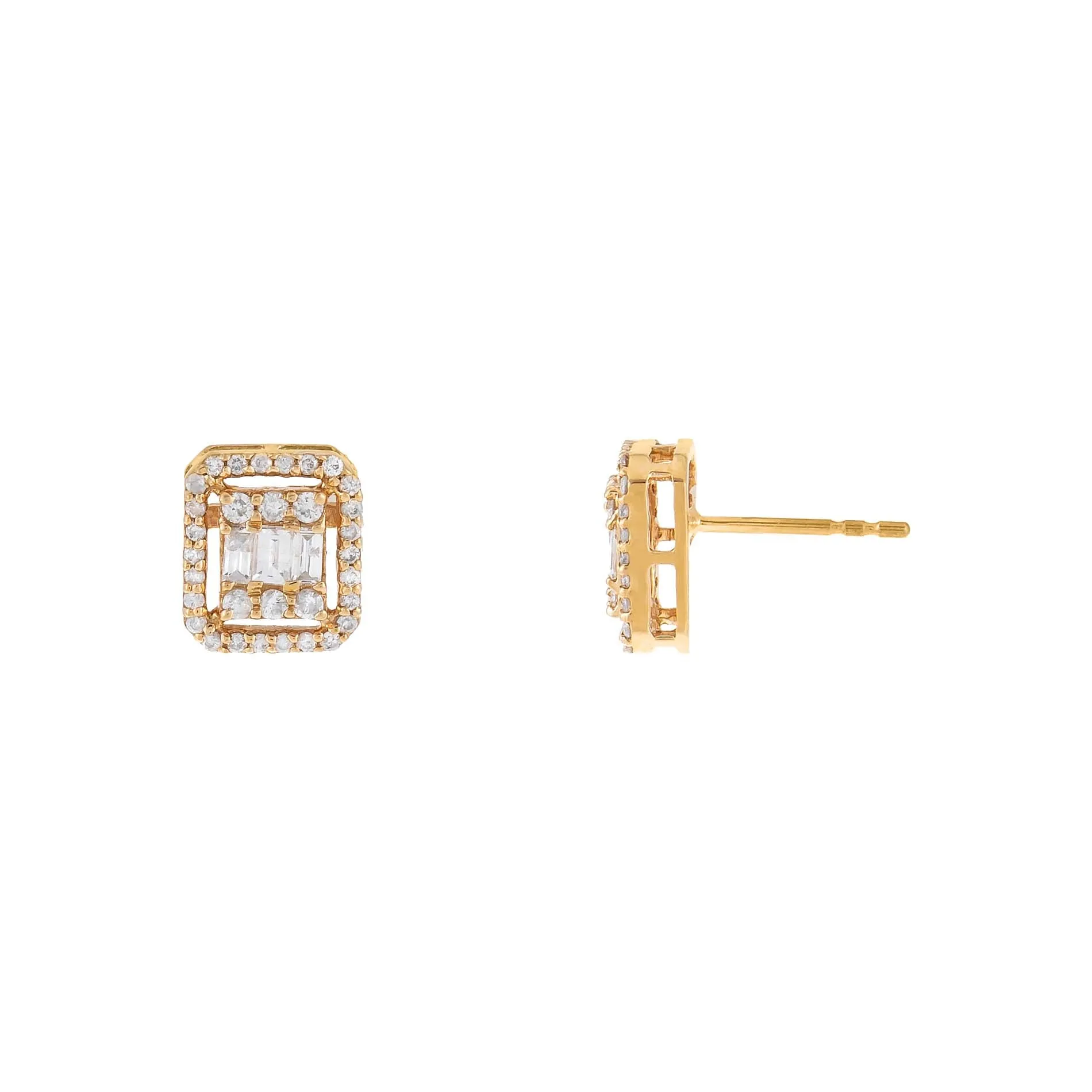 Diamond Baguette Illusion Stud Earring 14K sold by Adina Eden's product image thumbnail 4