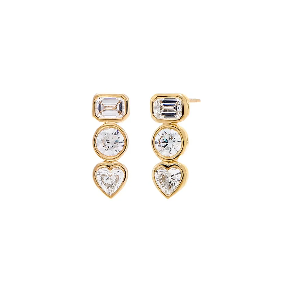 Lab Grown Diamond Bezel Multi Shape Stud Earring 14K sold by Adina Eden's